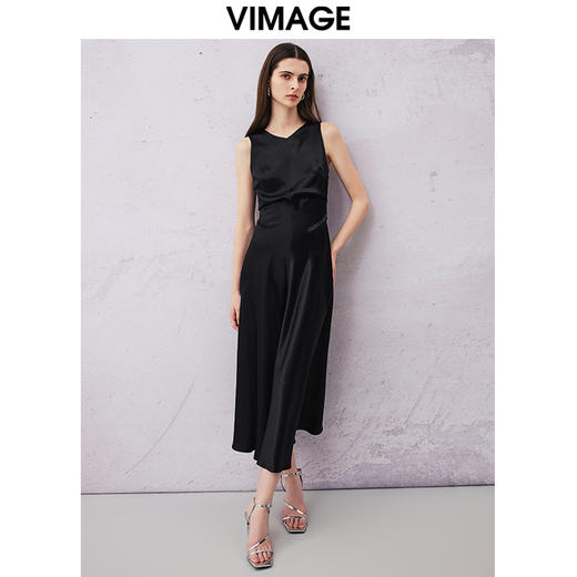VIMAGE纬漫纪夏季新款气质收腰显瘦无袖连衣裙V2177701 商品图1