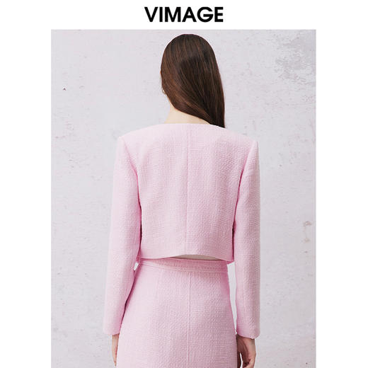 VIMAGE纬漫纪春季新款气质高级感小香风通勤显瘦短外套V2103710 商品图4