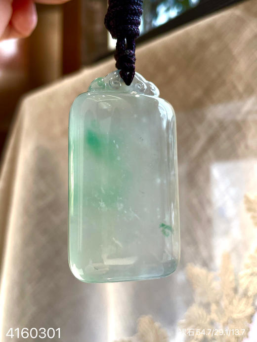 玻璃种飘花无事牌挂坠【4160301】具体价格微信咨询 商品图5
