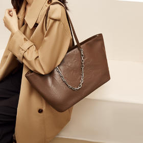 Safiya/索菲娅2024新品头层牛皮新款爆款大容量托特包时尚女士手提单肩斜挎包 SF900575Y