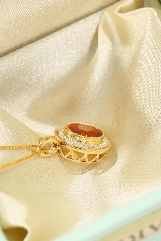 487073 芬达石钻石吊坠 超美的爱马仕橙💫18k厚金镶嵌钻石，一定要拥芬达石钻石吊坠绝了，超级显白，回头率超高，秋日元气满满！！！ 芬达石：3.35ct 超值价：6480/件 商品图3