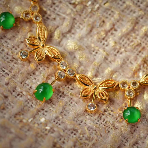 龢盒原创 满天‮轻星‬奢翡‮小翠‬绿蛋‮骨锁‬链 商品图1