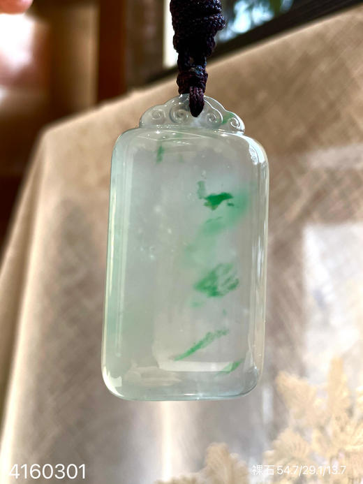 玻璃种飘花无事牌挂坠【4160301】具体价格微信咨询 商品图0