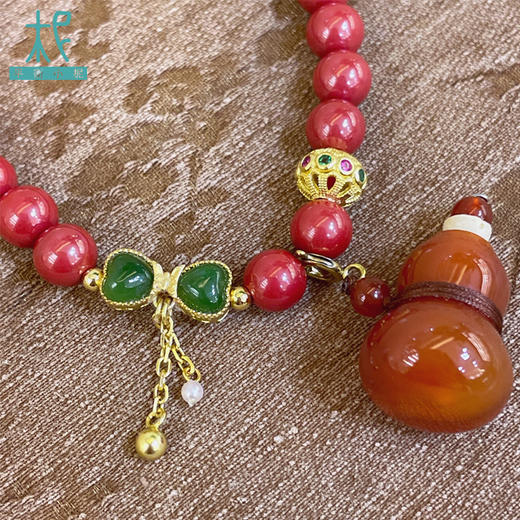 朱砂红玛瑙福禄扩香瓶款单圈手串 新年 九运红火设计 商品图3