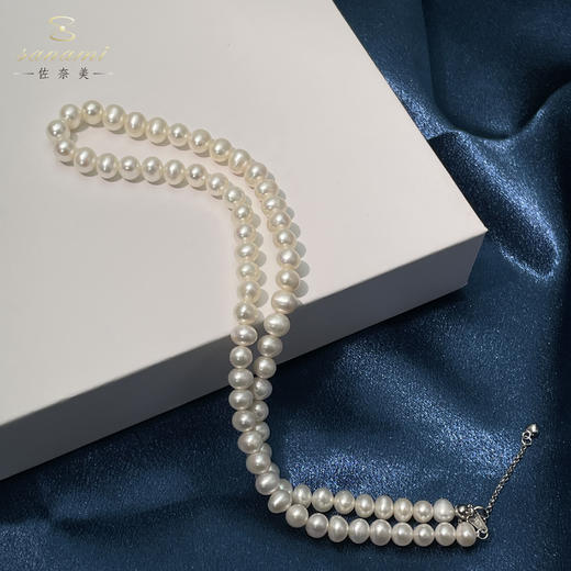 【E】佐奈美（SANAMI）S925银可调节小银球轻奢淡水珍珠项链银Z1T2087SWS 商品图5
