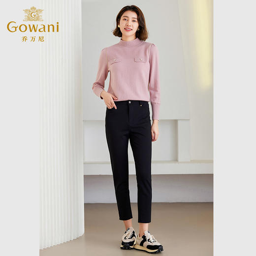 乔万尼磨毛铅笔裤新品显瘦黑色休闲裤ET4F816 商品图1