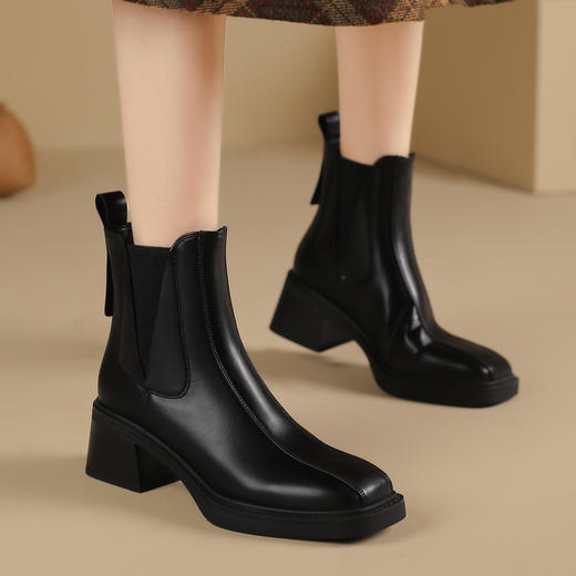 品质好货 | Safiya/索菲娅2023秋冬季新款百搭复古加绒瘦瘦切尔西弹力靴 SF34118781 商品图3