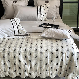 北欧风亲肤舒适轻奢工艺款全棉四件套夏季裸睡纯棉床单被套床品