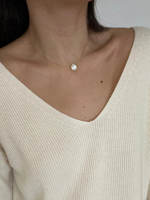 CAPSULE | Bliss solo stone Necklace [ 白母贝 / 黑玛瑙 / 绿孔雀石 / 亚马逊石 项链 ] 商品图0