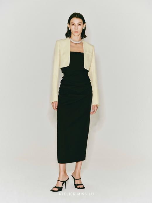 【昨日清晨】后背开叉直身垫肩短款外套 商品图0