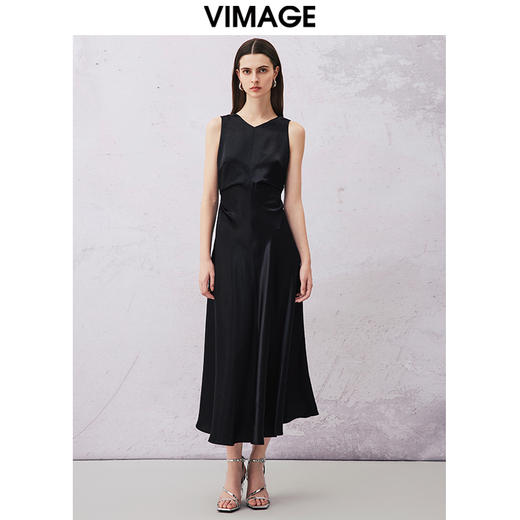 VIMAGE纬漫纪夏季新款气质收腰显瘦无袖连衣裙V2177701 商品图0