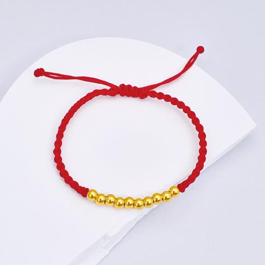 【限时7.5折】【定价黄金】足金 #儿童/宝宝 3D硬金十全十美圆珠(约3.8mm)宝宝红绳调节成品手串(AA3DSC00164)（预售产品下单后不退款不退货不换货不补差价） 商品图1