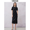 VIMAGE纬漫纪夏季新款时尚纯色气质收腰显瘦法式优雅连衣裙V2107707 商品缩略图5