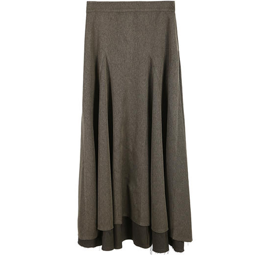 Self Who卡其色针织半身裙女2024春新款a字大摆裙休闲设计感裙子 商品图3