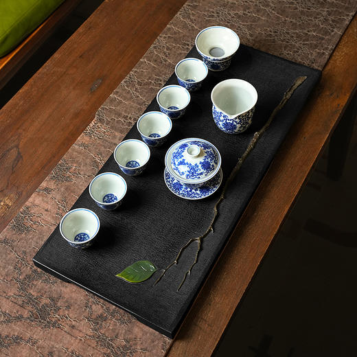 陆羽独秀茶盘高端乌金石湿泡茶台家用新中式轻奢茶具托盘石茶台 商品图6