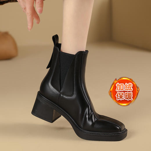 品质好货 | Safiya/索菲娅2023秋冬季新款百搭复古加绒瘦瘦切尔西弹力靴 SF34118781 商品图0