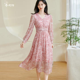 【现货直发】米思阳2025秋季新款法式浪漫风碎花连衣裙弹力收腰轻盈a字裙0792