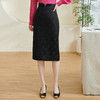 剩S/XXL 米思阳2025春季新款复古别致提花半身裙修身开叉肌理感直筒裙0468 商品缩略图0