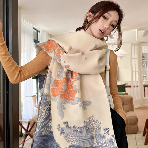 秋冬季新款【仿羊绒围巾女 韩版加厚防寒】保暖外搭 大披肩围脖 商品图13