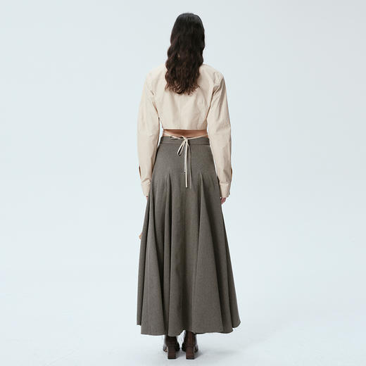 Self Who卡其色针织半身裙女2024春新款a字大摆裙休闲设计感裙子 商品图2