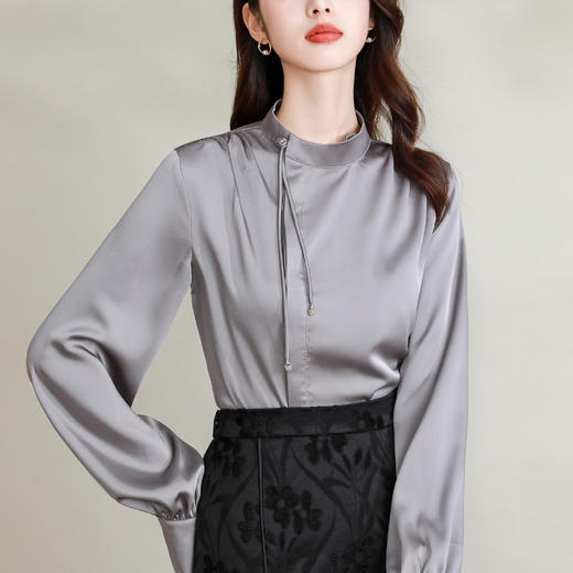 KQL-1832新款汉元素国风衬衫女女装新款马面裙长袖修身显瘦衬衫上衣 商品图1