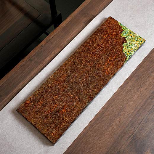 泰山大漆浮雕祥云干泡台漆器茶具大漆手工茶盘中式简约实木干泡茶台 商品图0