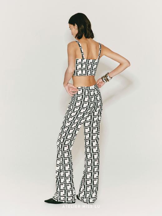 【巴黎正午】品牌定制字母印花海鸥腰线微喇长裤 商品图2