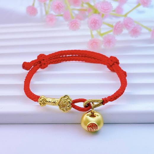 【限时7.5折】【定价黄金】足金 #小胖福 #小红书 3D硬金空心烤漆小胖福如意手串幸运红绳调节成品手串(AA3DSC00319)（预售产品下单后不退款不退货不换货不补差价） 商品图0