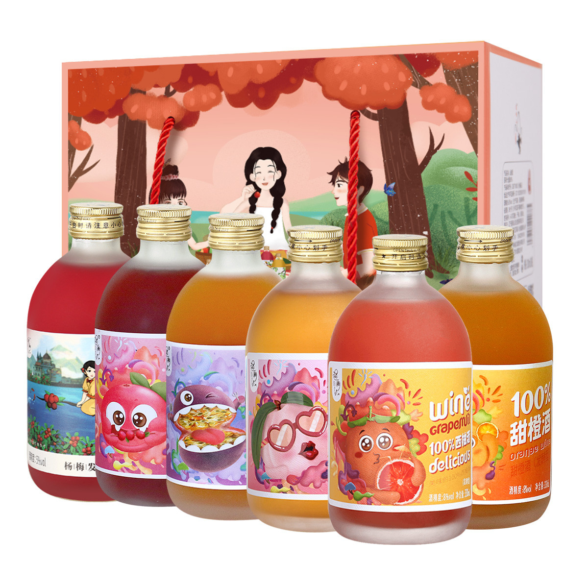 通明山果酒330ml*6瓶礼盒装  6-14度微醺女士低度甜酒 中秋送礼生日聚会酒水饮品 全国包邮（春节期间正常发货）