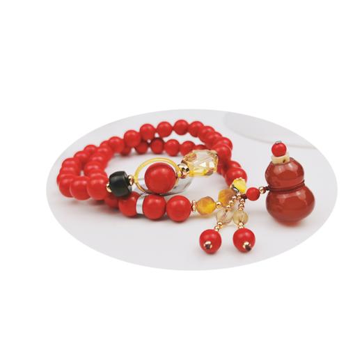 朱砂红玛瑙单圈/两圈扩香手链 帝王砂 福禄葫芦 本命年 新年红 商品图4