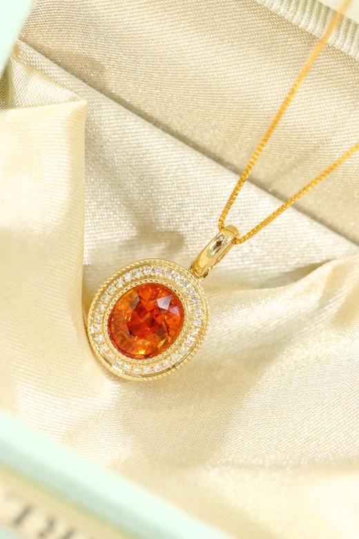 487073 芬达石钻石吊坠 超美的爱马仕橙💫18k厚金镶嵌钻石，一定要拥芬达石钻石吊坠绝了，超级显白，回头率超高，秋日元气满满！！！ 芬达石：3.35ct 超值价：6480/件 商品图1