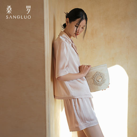 【石榴婆专属】桑罗23姆米重磅睡衣女套装新款撞色桑蚕丝居家服可外穿 商品图3