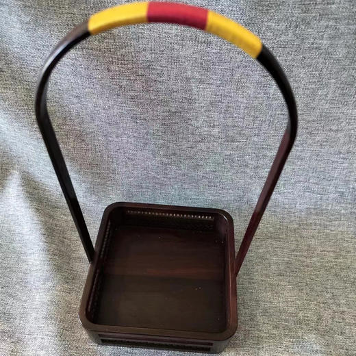 竹影系列°紫光檀单层方提篮 商品图0