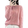 MZ-14123春季新款温柔系奶高级感圆领麻花毛衣外套长袖针织开衫女上衣 商品缩略图4