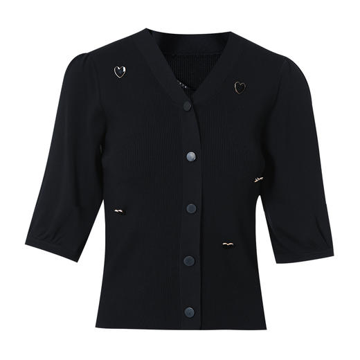 EITIE爱特爱春季新款时尚百搭五分袖针织衫女上衣7301012 商品图5