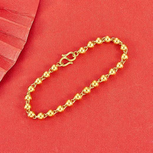 【限时克减128元】足金999.9 黄金纯光珠(约5mm)纯圆珠手链光珠手链佛珠手链(SL00001-11)（预售产品下单后不退款不退货不换货不补差价） 商品图1