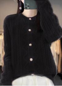 MZ-14123春季新款温柔系奶高级感圆领麻花毛衣外套长袖针织开衫女上衣 商品图6