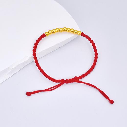 【限时7.5折】【定价黄金】足金 #儿童/宝宝 3D硬金十全十美圆珠(约3.8mm)宝宝红绳调节成品手串(AA3DSC00164)（预售产品下单后不退款不退货不换货不补差价） 商品图2