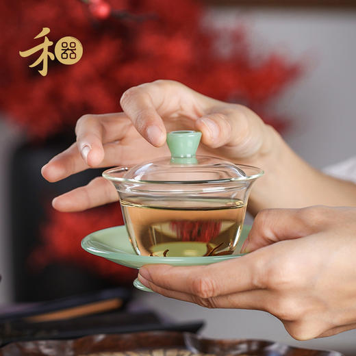 禾器晶彩·源荷盖碗 玻璃茶具 茶器 建议容量：165ml 商品图2