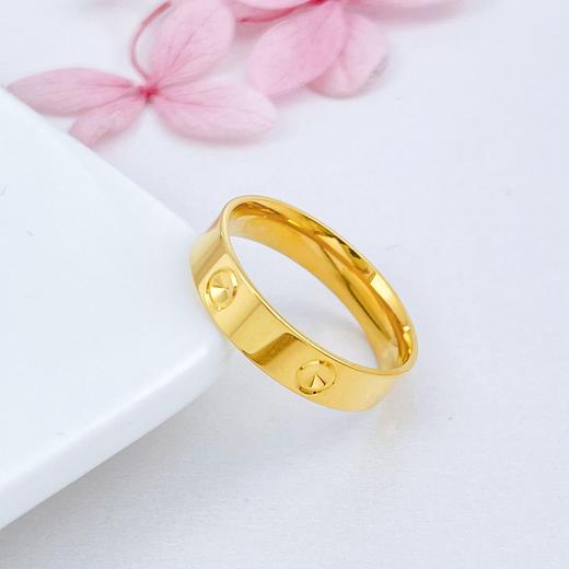 【限时克减150元】足金999.9 【精品】实心固口镜面金仿钻戒指圆形圈戒女戒（面宽约3.6-4.2mm）(AIJZ00029-2)（预售产品下单后不退款不退货不换货不补差价 商品图1