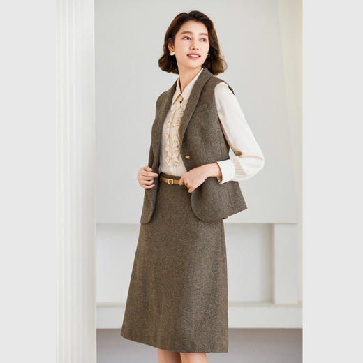 乔万尼绵羊毛马甲英伦风复古设计收腰极简风ET4H818 商品图2