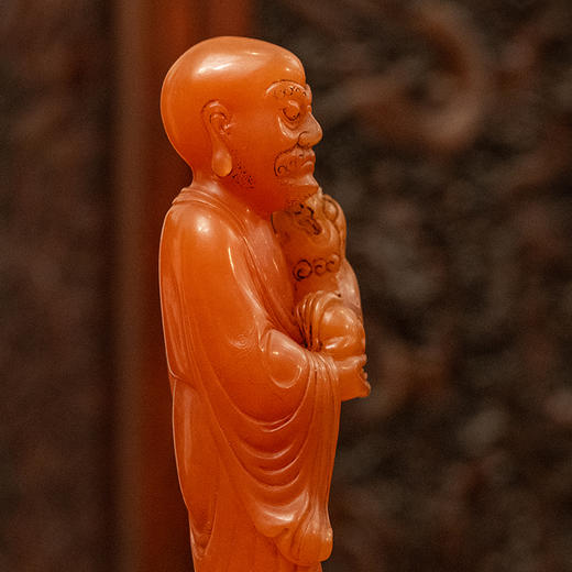 清 红善伯洞石雕戏狮罗汉像 商品图2