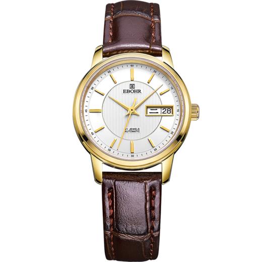 依波表EBOHR 时尚闪耀机械表双日历金色女士腕表3008 商品图1