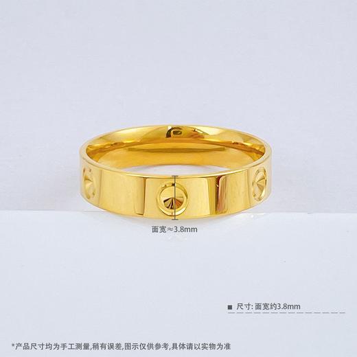 【限时克减150元】足金999.9 【精品】实心固口镜面金仿钻戒指圆形圈戒女戒（面宽约3.6-4.2mm）(AIJZ00029-2)（预售产品下单后不退款不退货不换货不补差价 商品图3