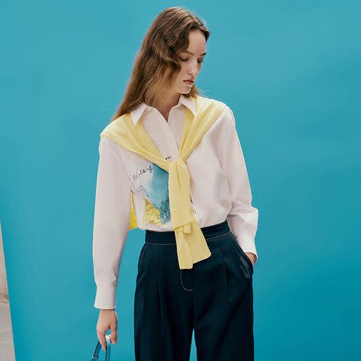 EITIE爱特爱春季新款时尚气质印花衬衫女上衣7309007 商品图4