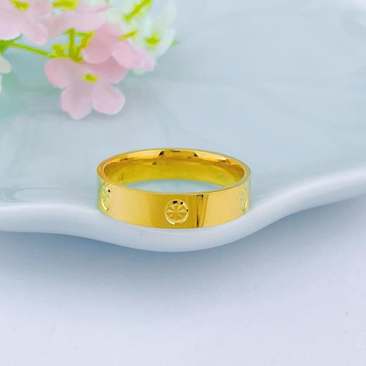 足金999.9 【精品】实心固口螺丝纹圈戒米字纹圈戒（面宽约4.4-4.8mm）(AIJZ00019)（预售产品下单后不退款不退货不换货不补差价（预售产品下单后不退款不退货不换货不补差价 商品图1