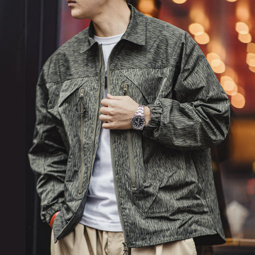 工装优选山系户外雨滴迷彩机能夹克军事风宽松翻领拉链外套男春秋 商品图0