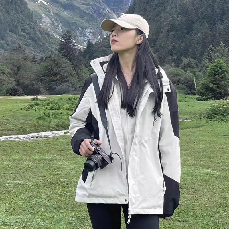 ALBB-户外冲锋衣三合一女士防风防水情侣款单层薄款登山服外套男款