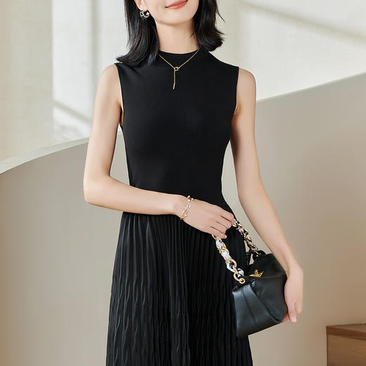 【折纸工艺拼接设计感针织百褶裙】流动的艺术感 折纸工艺 呈现重工奢华之美 休闲韵味与洒脱优雅连衣裙0252 商品图5