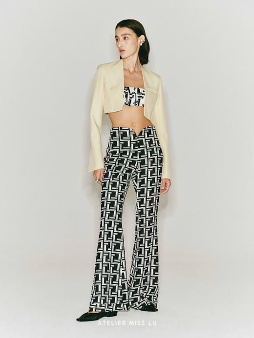 【巴黎夜未眠】品牌定制字母印花海鸥腰线微喇长裤 商品图1